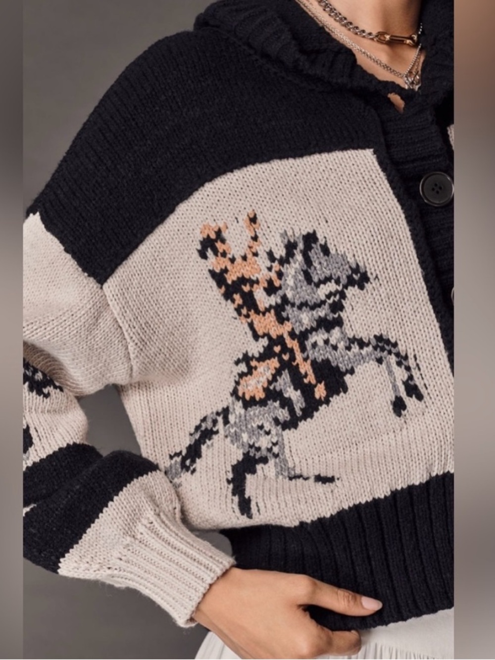 Anthropologie x Pilcro Horse Graphic Cardigan Sweater Size Medium NWT - Picture 2 of 14